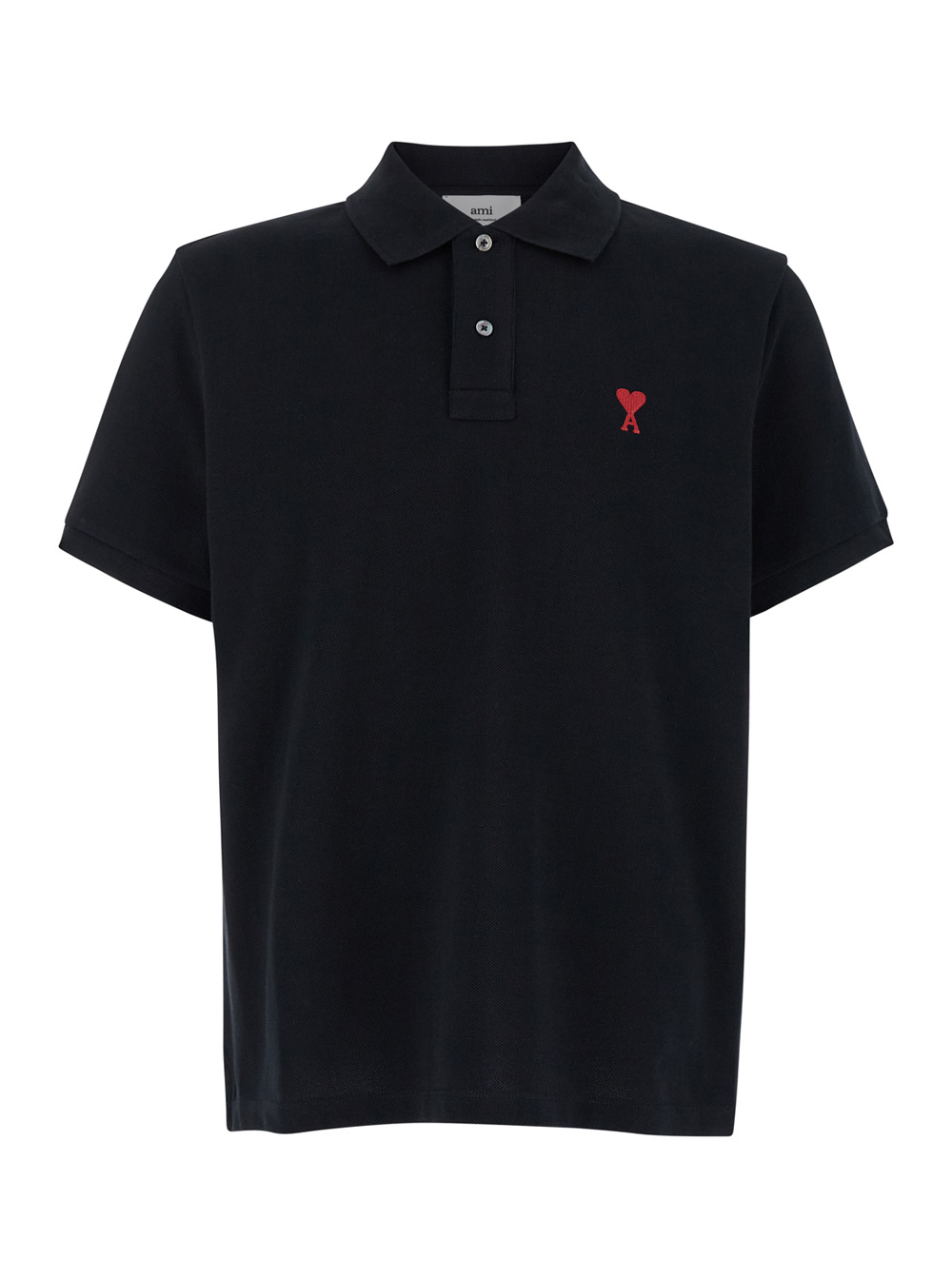 Ami Paris Men's Black Polo Shirt With Embroidered Adc Logo On The Front Cotton For Biologic Tshirts And