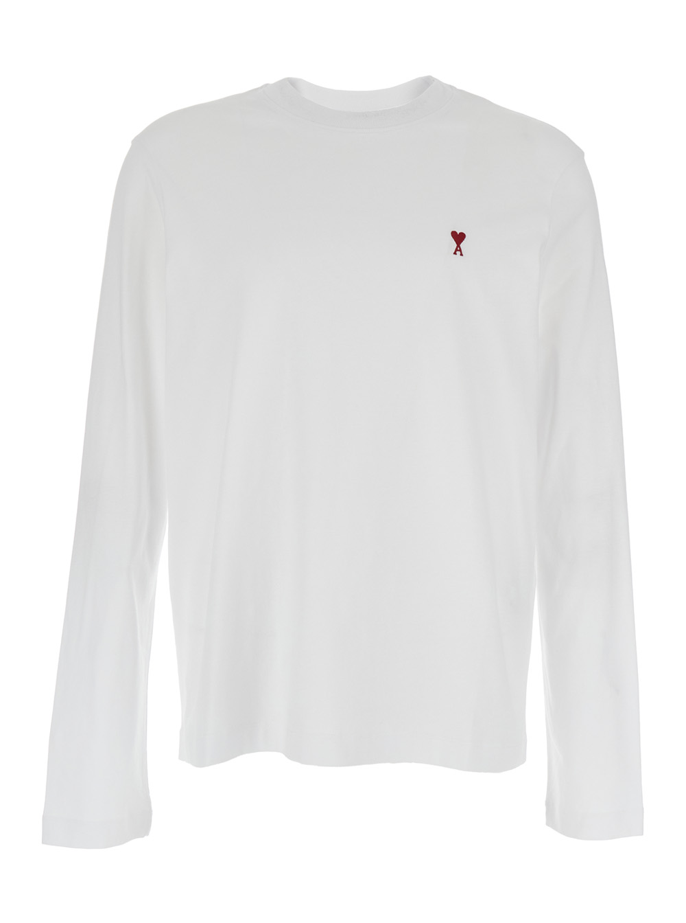 Ami Paris Men's White T-Shirt With Logo On The Front Cotton Biologic Tshirts And Polo Shirts