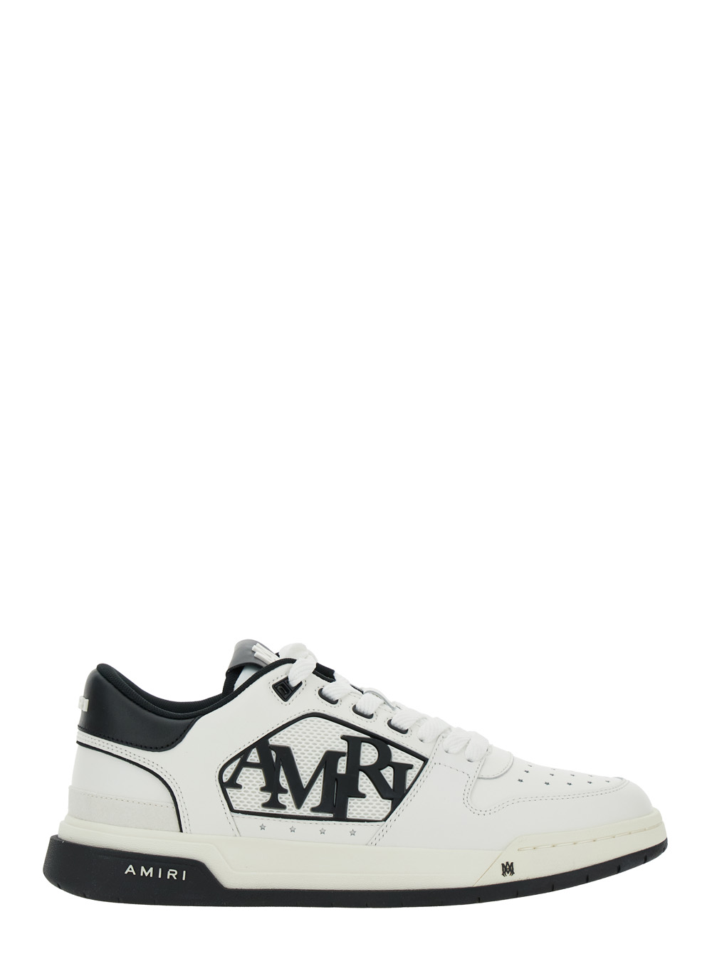 Amiri Amiri Low Top Sneakers With Logo Patch On The Side And Contrasting Heel Leather Lettering For Men White/black Cow - Men　
