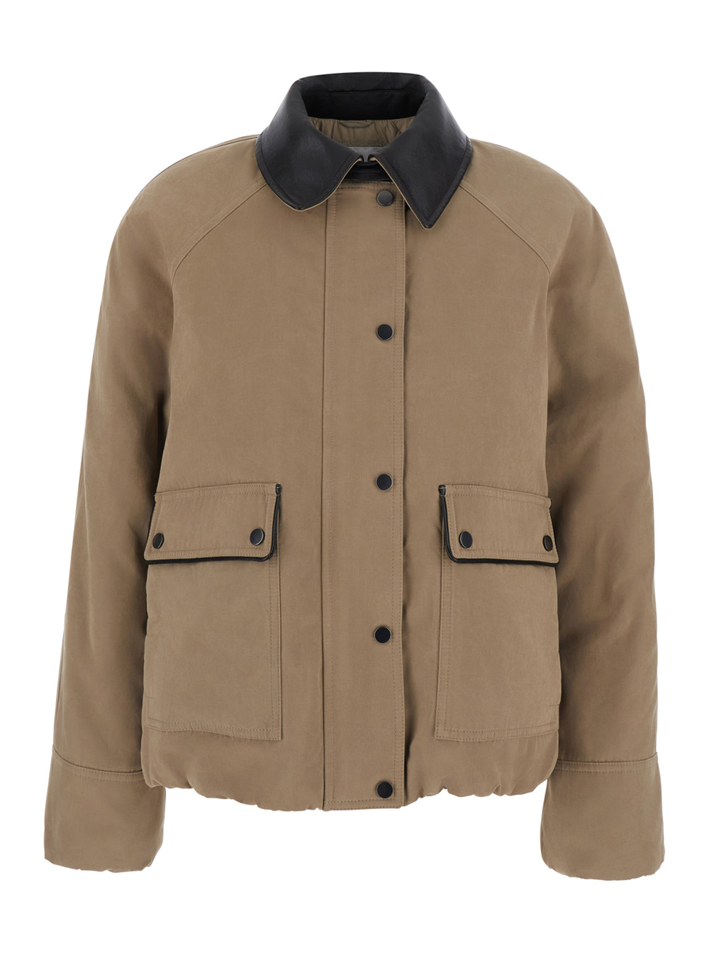 Brunello Cucinelli Leather Collar Jacket Beige – Women