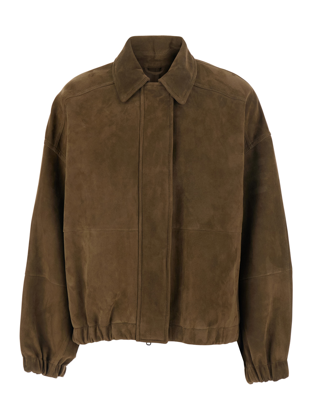 Brunello Cucinelli Suede Bomber Jacjet Brown Outerwear – Women