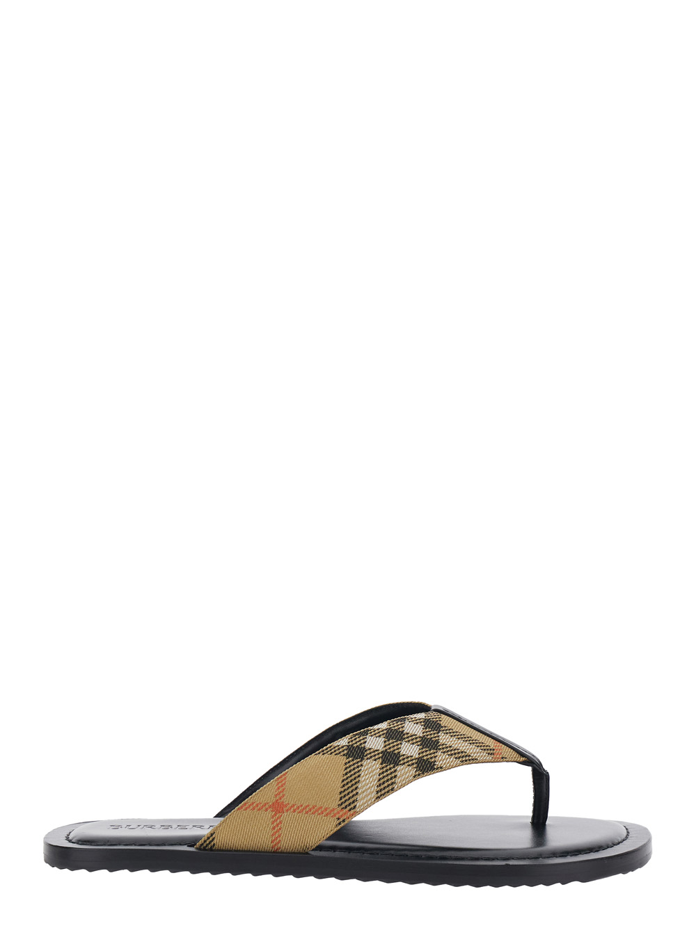 Burberry Men's Beige Flip Flops Check With Motif Tech Fabric Polyamide Polyester Flat Shoes