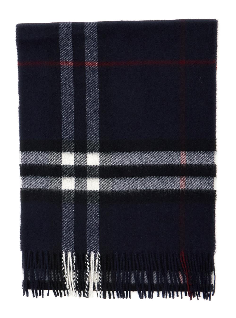 Burberry Women's Blu Fringed Edge Scarf With All-Over Check Motif E Cashmere For Men Scarfs And Foulards