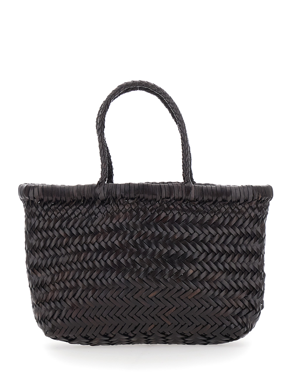 Dragon Diffusion Handbag Flat Gora Mini With Two Top Handles And Ecoleather Intreccio Design Brown Calf Hand Bags – Women