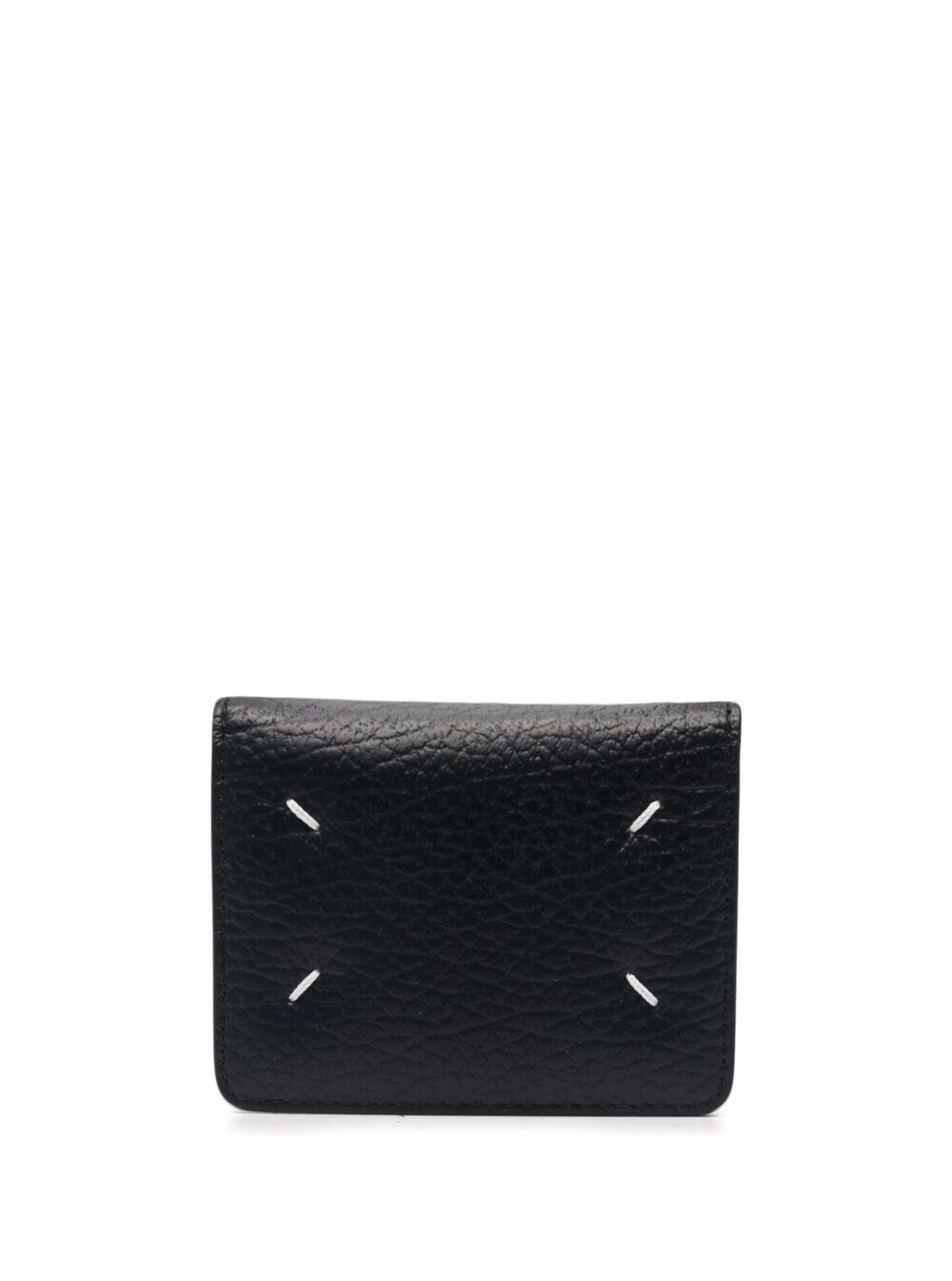 Maison Margiela Maison Margiela Bifold Wallet With Stitching Detail And Clasp Grained Black Leather For Women Calf Products - Women　メゾン 