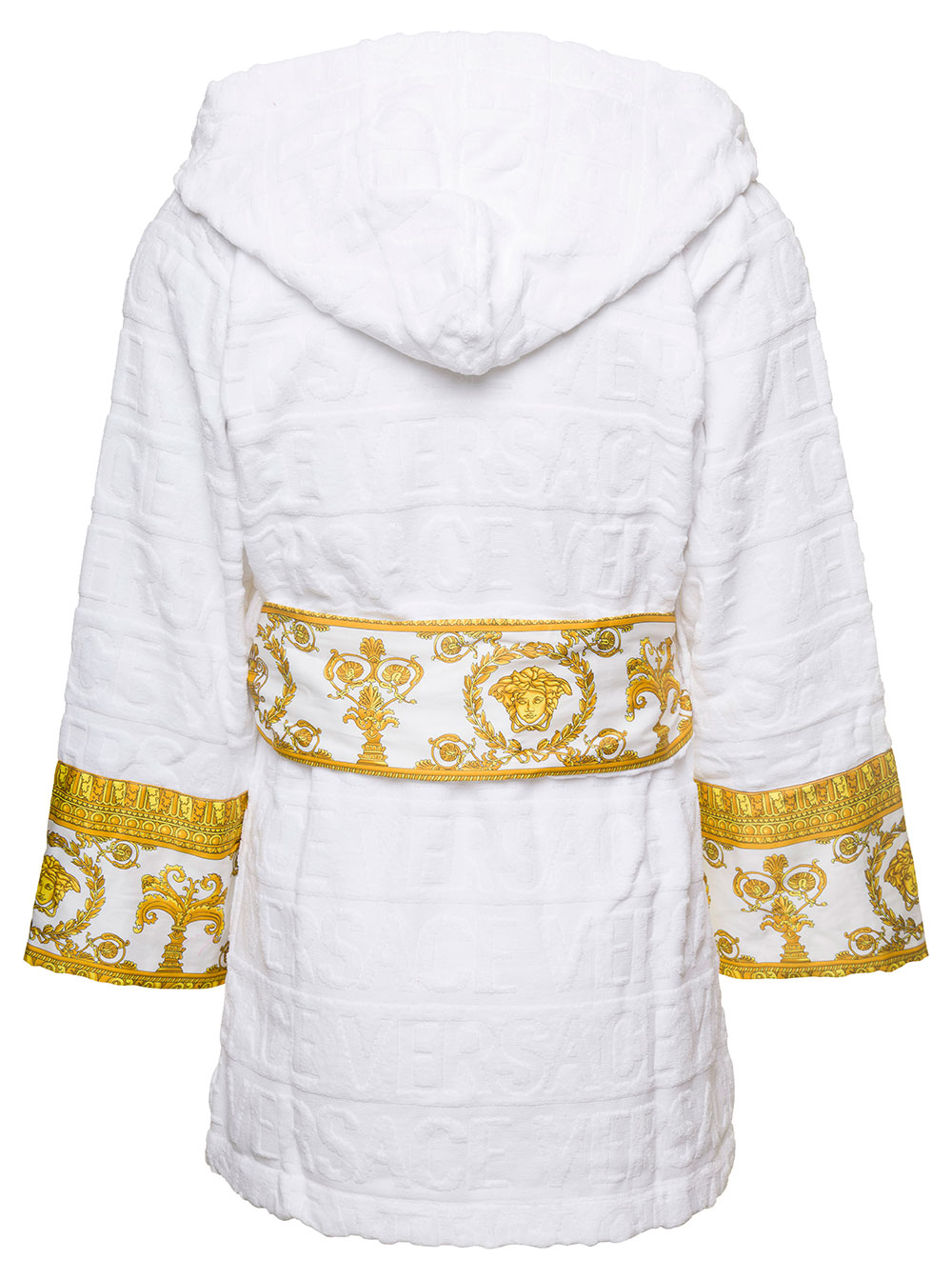 VERSACE Accappatoio Corto Con Motivo Barocco Spugna Di Cotone Bianco Versace Home White Cotton Bathrobes　バロック模様のショートバスローブ ホワイト コ