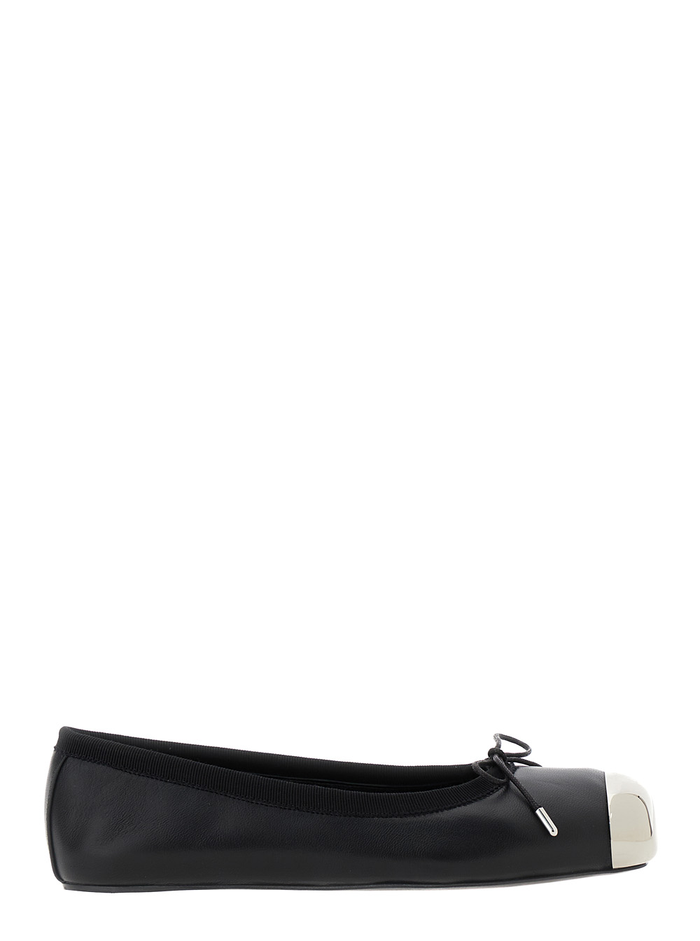 Alexander McQueen Black Ballet Flats with Metallic Toe in Smooth Leather Woman Calf Ballerinas – Women