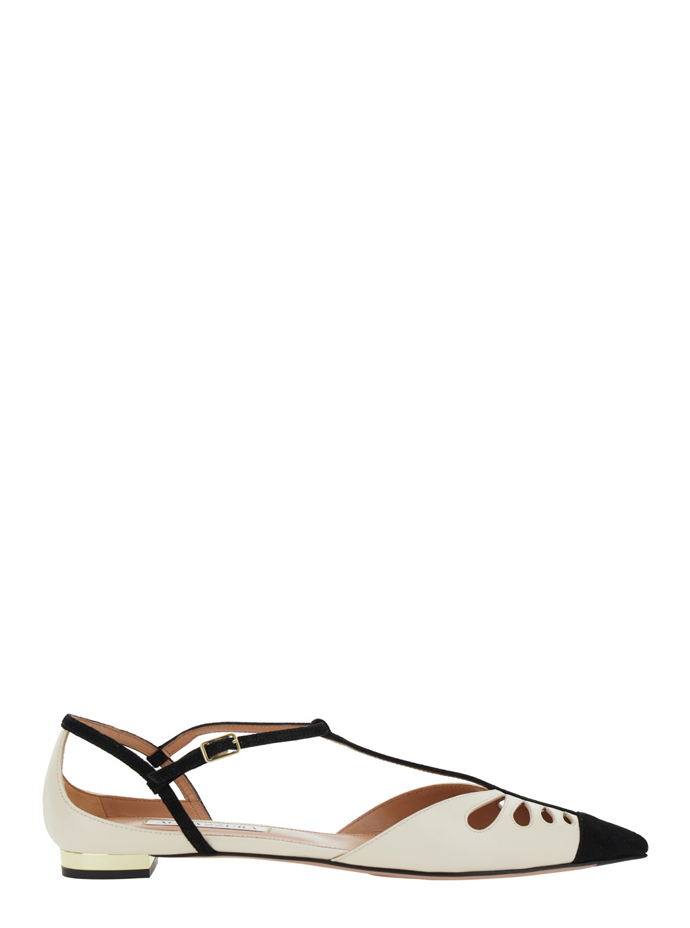 Aquazzura Camille White Ballet Shoes with Cut-Out Detail in Leather Woman Ballerinas – Women