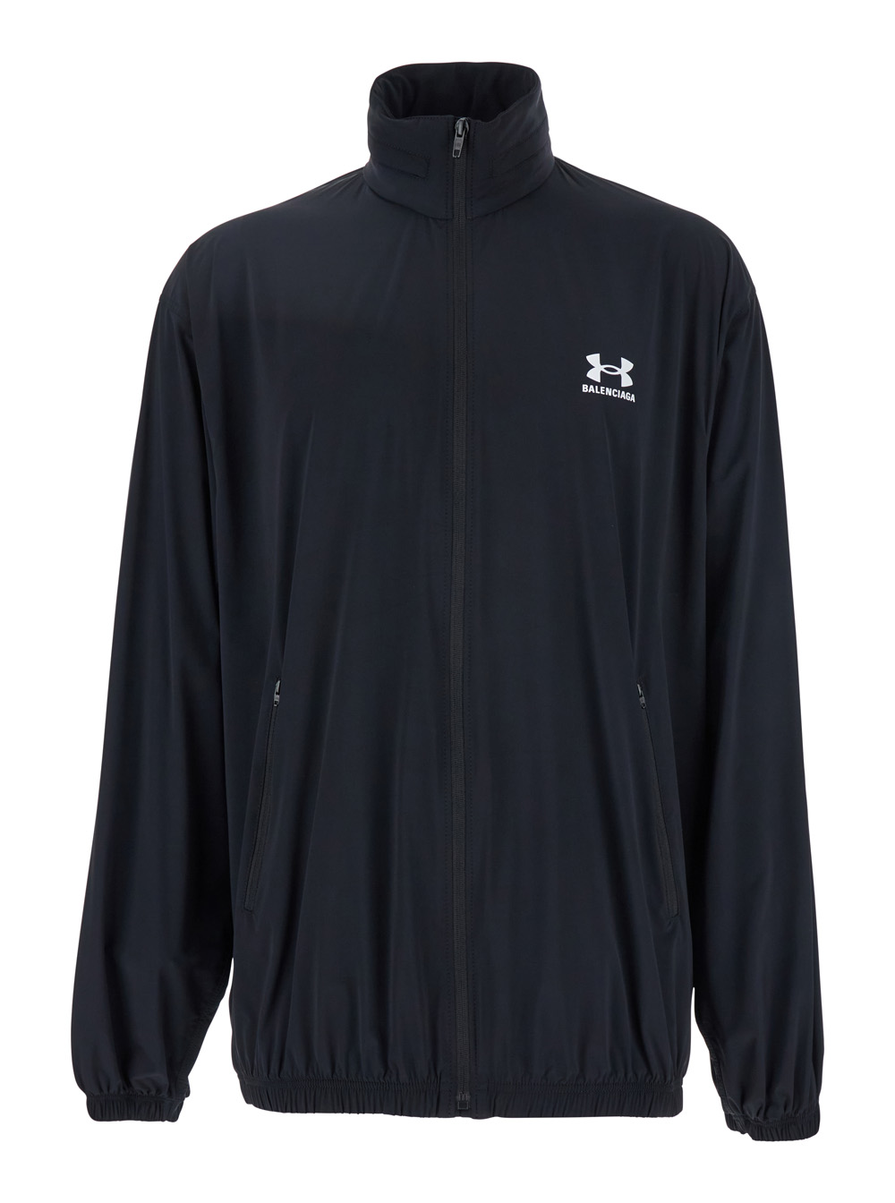 BALENCIAGA Balenciaga Black Jacket With Under Armour Maxi Logo On The Back In Tech Fabric Man Polyamide Elastane Outerwear - Men　バレ