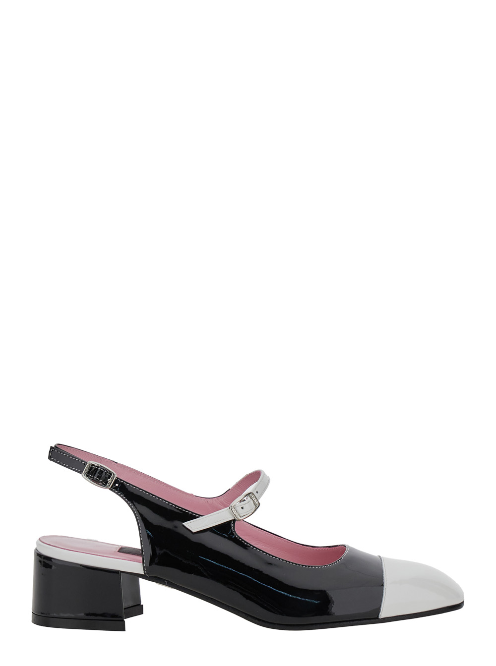 Carel Ischia Black Slingback Pumps with Adjustable Strap in Patent Leather Woman Heels – Women