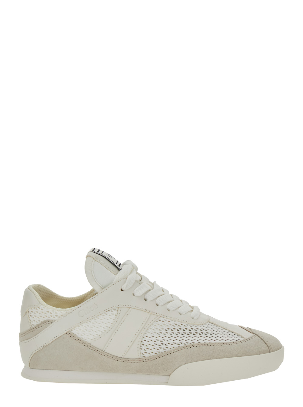 Chloé Women's White Kick Sneakers With Logo Patch On The Tongue And Lettering Rear In Fabric Suede Woman Acetate Silk Polyamide