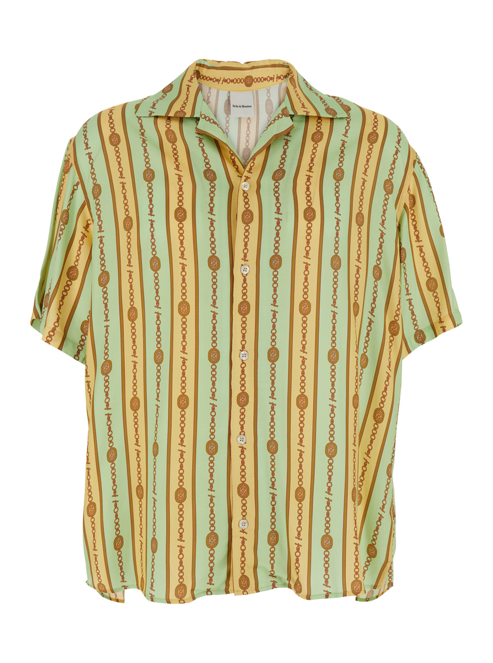 Drôle De Monsieur Men's Multicolor La Chemise Bijoux Bowling Shirt With Cuban Collar And All-Over Striped Motif In Viscose Man Blouses