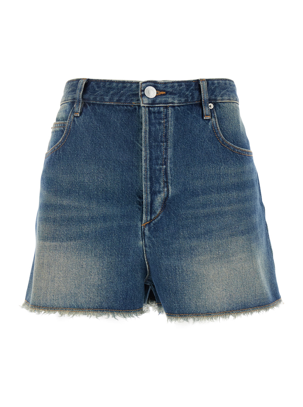 Isabel Marant Women's Blu Lesia E Shorts With Fringed Hem In Organic Cotton Blend Woman Canapa And Bermuda