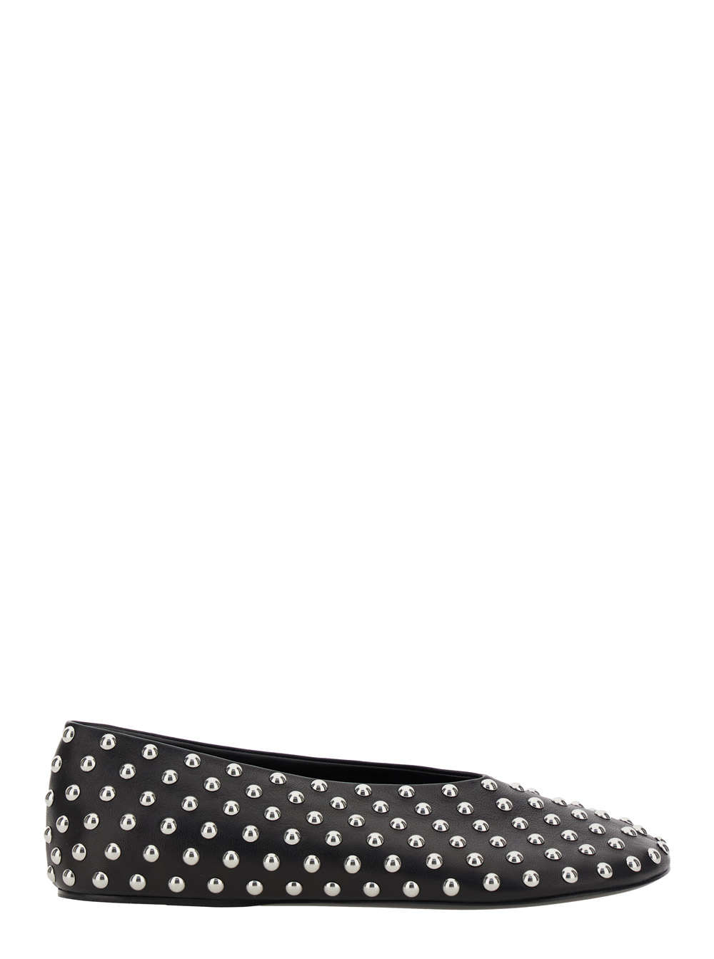 Jil Sander Black Ballet Flats with All-Over Stud in Leather Woman Ovine Ballerinas – Women