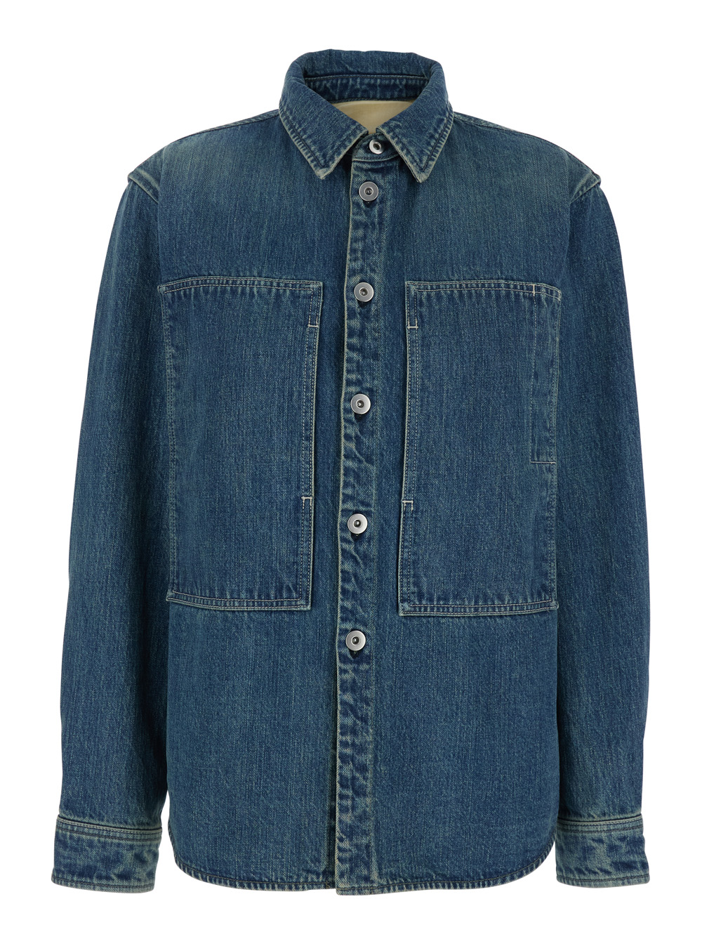 Jil Sander Blue Shirt with Classic Collar and Logo Patch on the Rear in Denim Woman Blu Cotton Blouses – Women