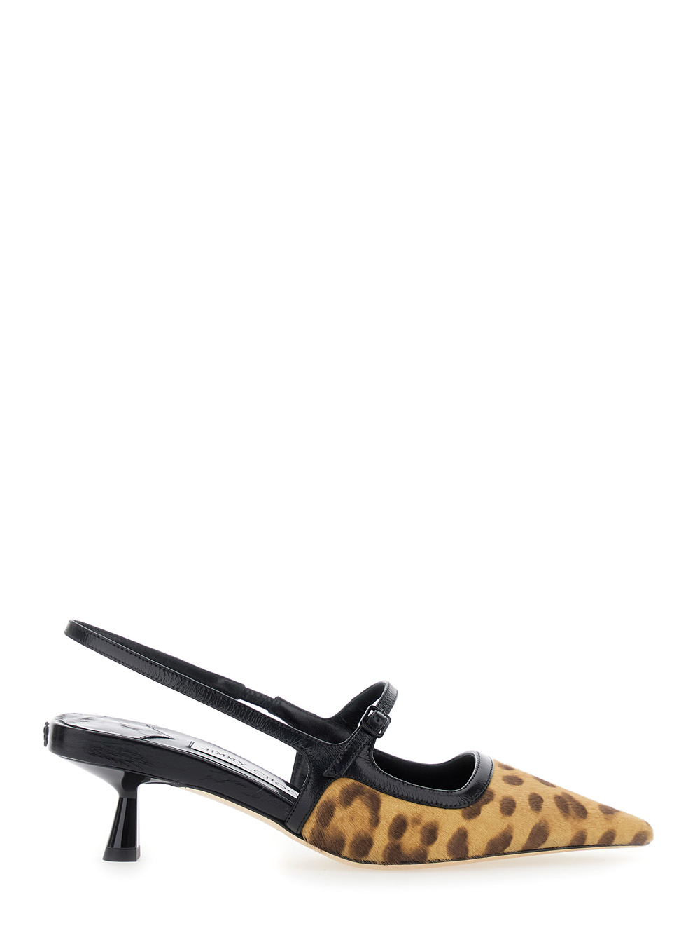 Jimmy Choo Didi Brown Slingback Pumps with Leopard Motif and Sculpted Heel in Leather Woman Salpa Plastic Metal Heels – Women