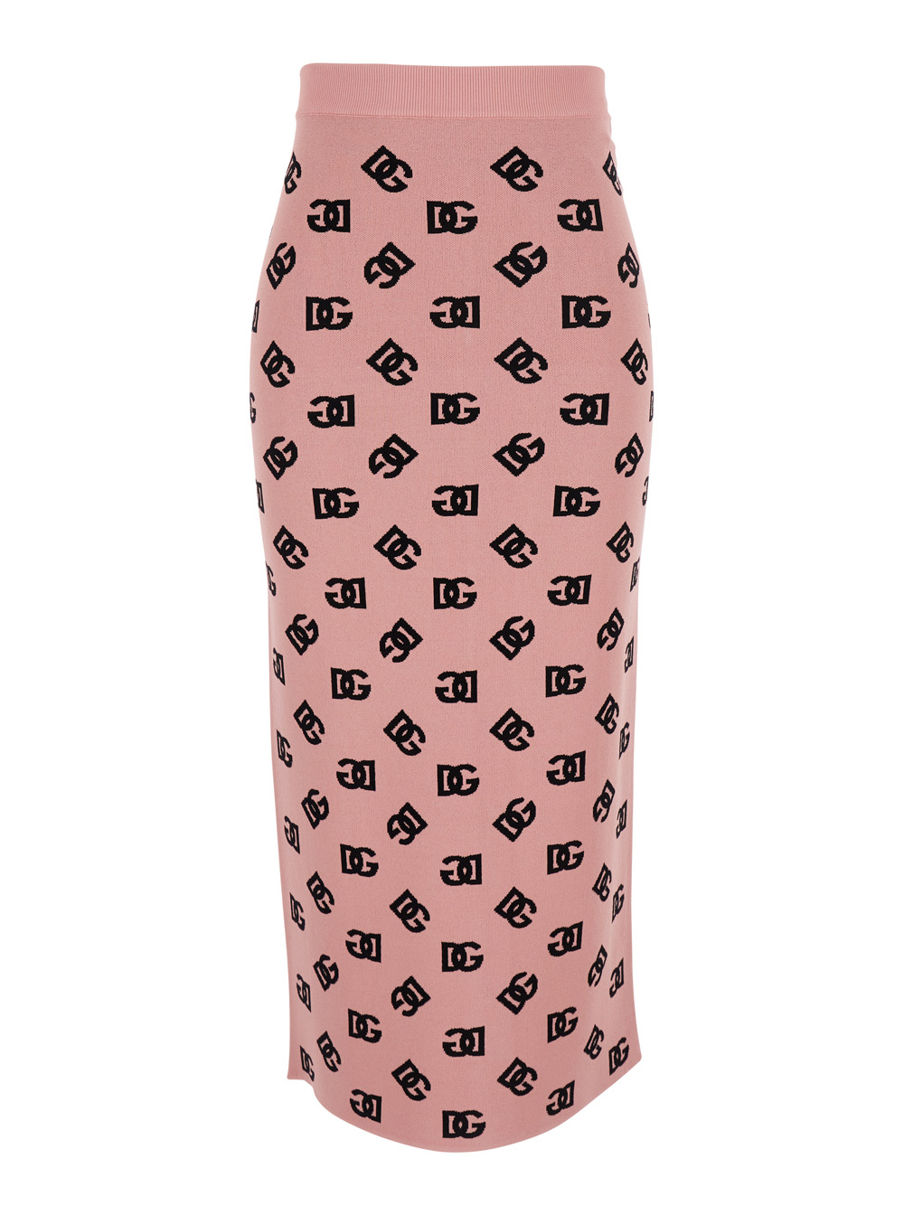 Dolce & Gabbana Pink Skirt with Pencil Design and All-Over Printed DG Logo in Viscose Blend Woman Polyester – Women
