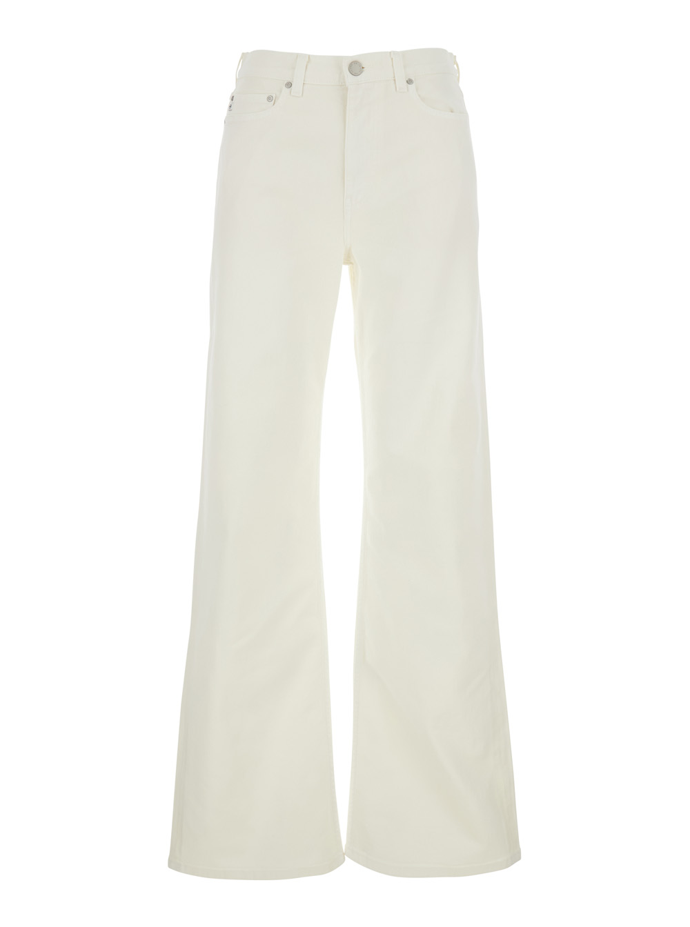 Ag Jeans Women's White Jeans With Belt Loops And Logo Patch On The Rear Denim Woman