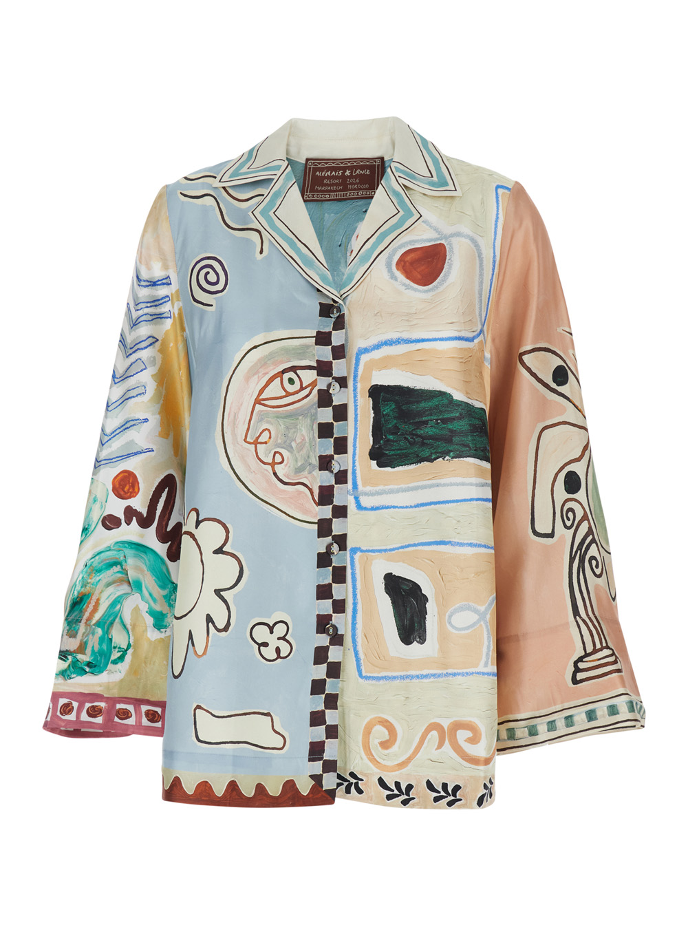 Alemais Women's Multicolor Michelle Shirt With Cuban Collar And All-Over Geometric Motif In Silk For Blouses