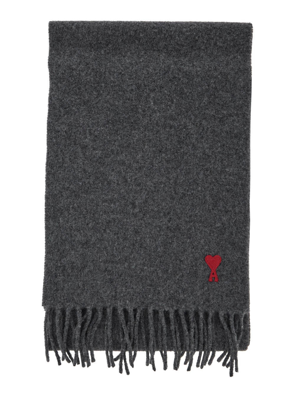 AMI Paris AMI Paris Grey Oversized Rectangular Scarf with ADC Patch on Front in Wool for Men Scarfs And Foulards - Men　AMI パリ グレー 