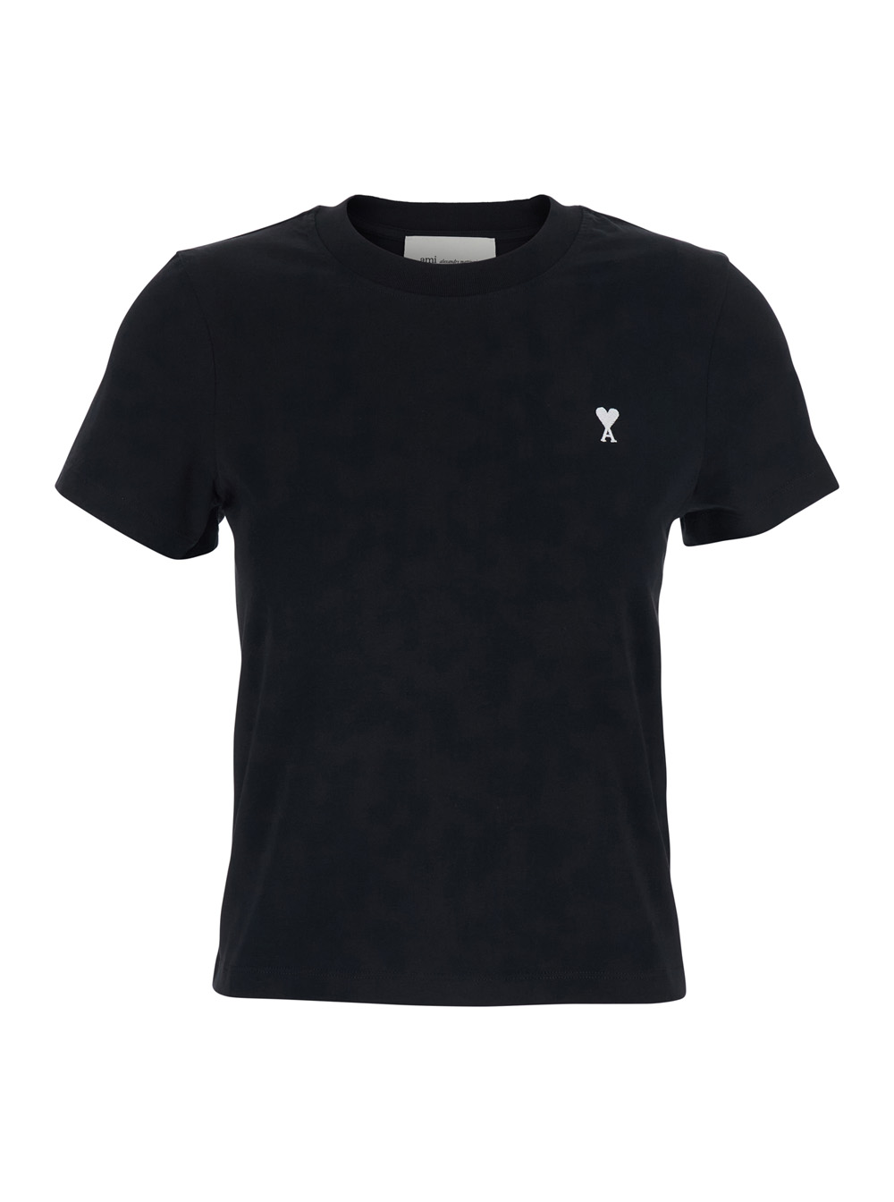 Ami Paris Women's Black T-Shirt With Adc Embroidery On The Front In Cotton For Tshirts And Polo Shirts