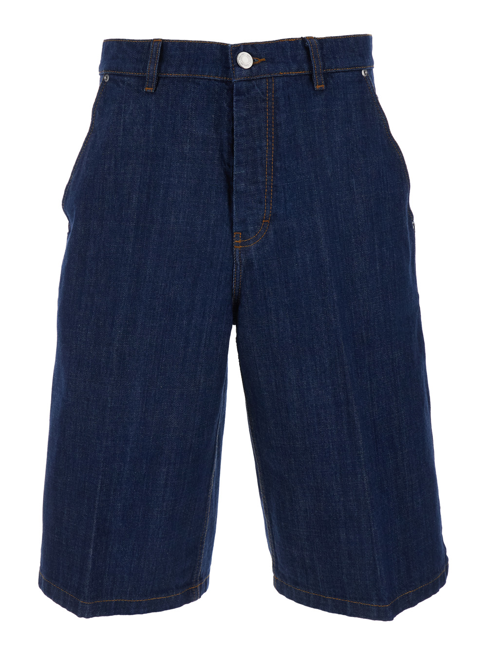 Ami Paris Men's Blu E Five-Pocket Bermuda With Logo Patch On The Back In Denim For Shorts And