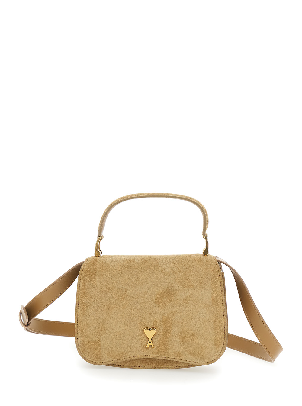AMI Paris AMI Paris Paris Beige Handbag with ADC Patch on the Front and Adjustable Removable Suede Strap Woman Hand Bags - Women　A