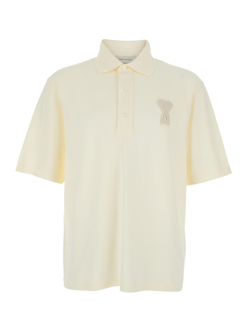 Ami Paris Men's White Polo With Adc Patch On The Front In Cotton Man Tshirts And Shirts