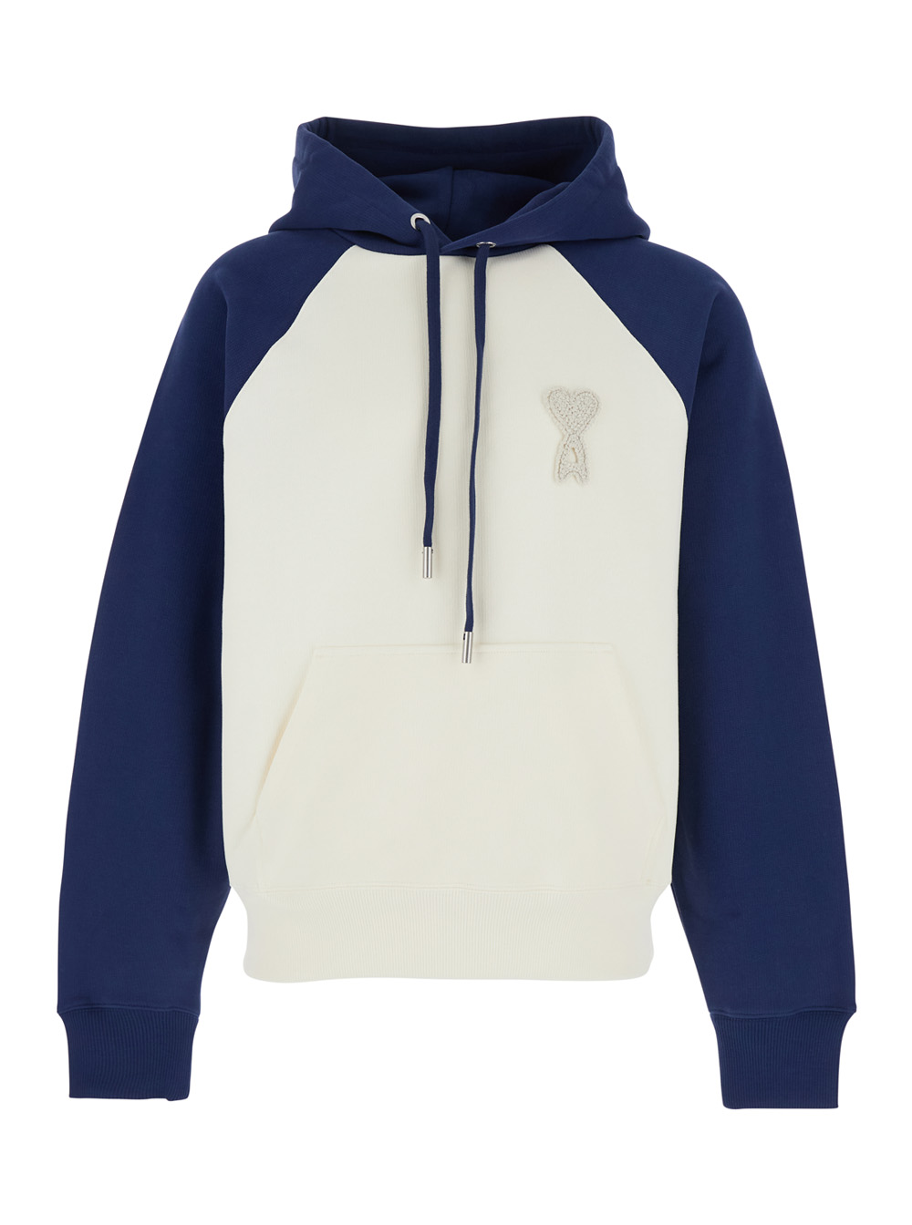 Ami Paris Men's Blu E Hoodie With Drawstring Hood And Adc Embroidery On The Front In Cotton For Sweatshirts