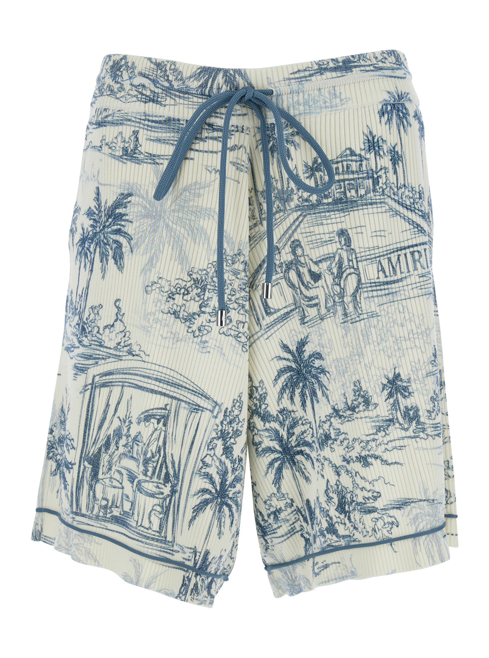 Amiri Men's Multicolor Bermuda With All-Over Print And Drawstring In Linen For Shorts