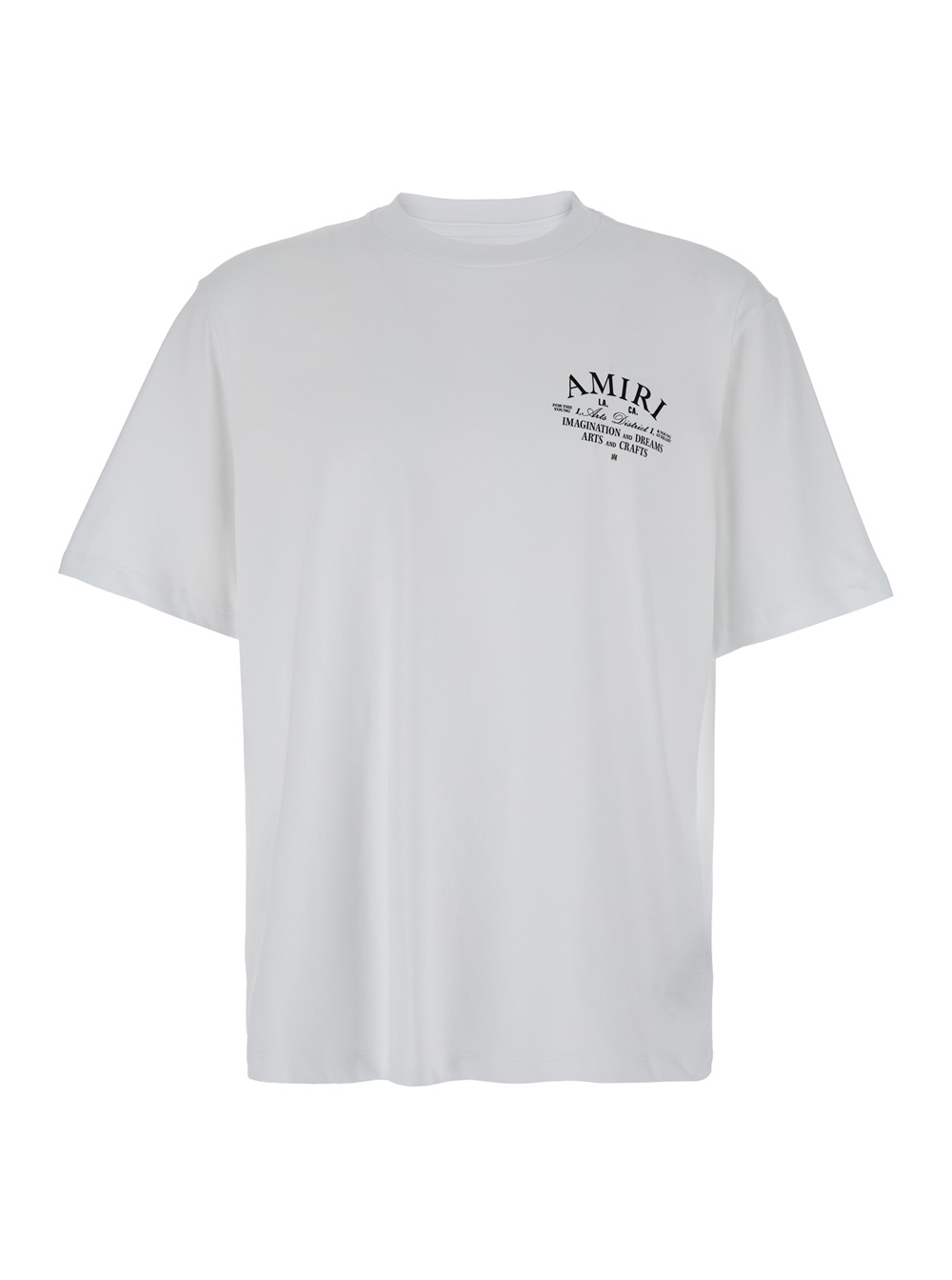 Amiri Men's White Crew Neck T-Shirt With Logo Print On The Front In Cotton For Tshirts And Polo Shirts