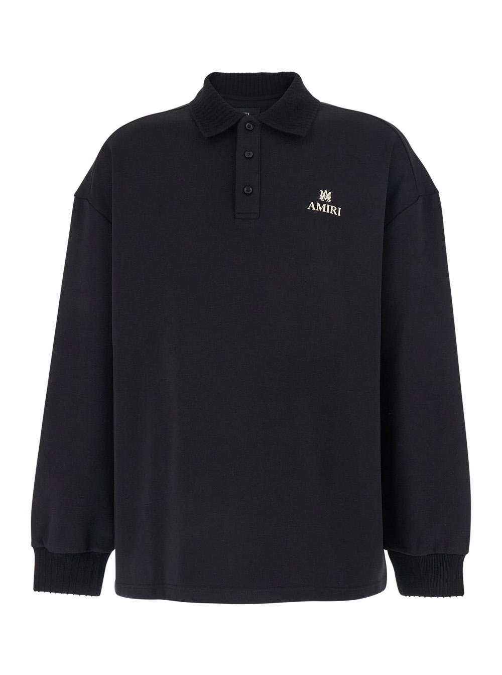 Amiri Amiri Black Polo Collar Sweatshirt with Logo Lettering on the Front in Cotton for Men Polyester Sweatshirts - Men　アミリ ブラ
