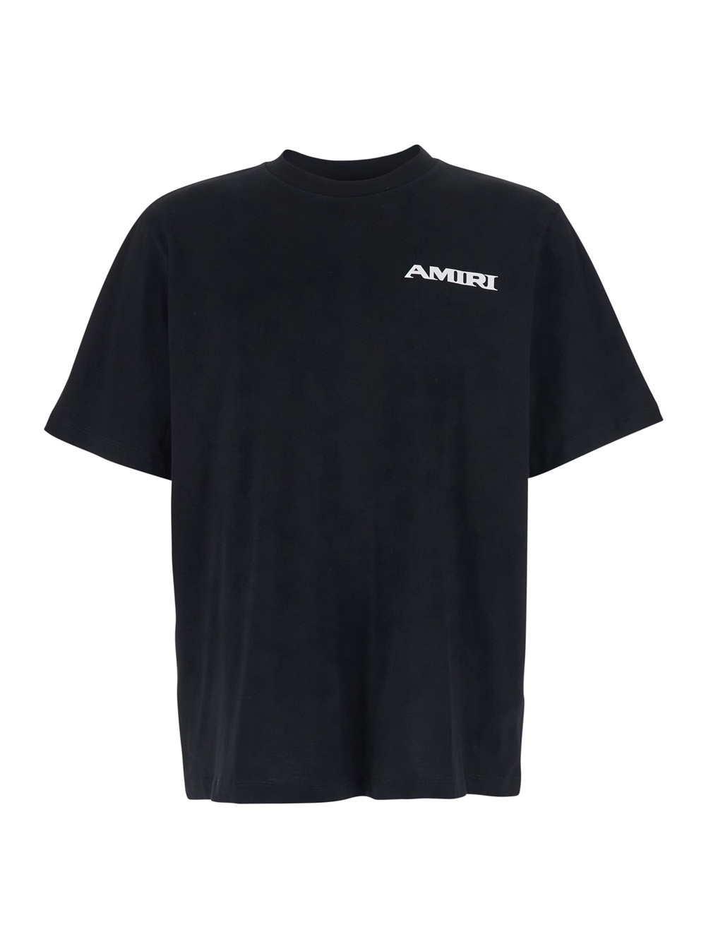 Amiri Men's Black Crew Neck T-Shirt With Logo Lettering Print On The Front In Cotton For Tshirts And Polo Shirts