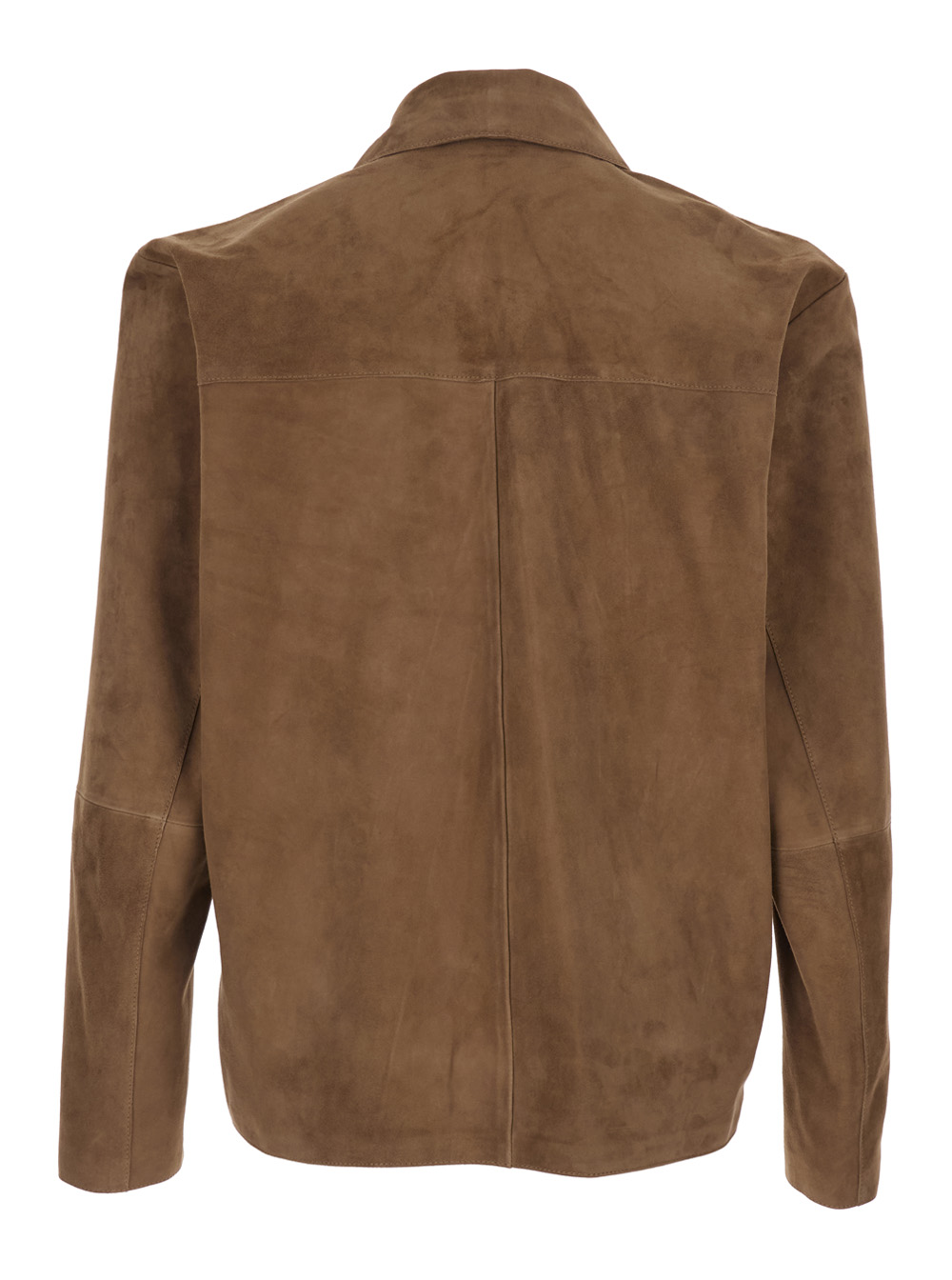 Arma Men's Brown Jacket With Classic Collar In Suede For Goat Outerwear