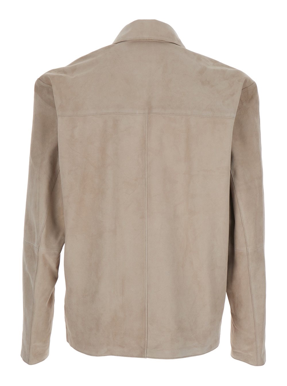 Arma Men's Beige Jacket With Classic Collar In Leather For Goat Outerwear