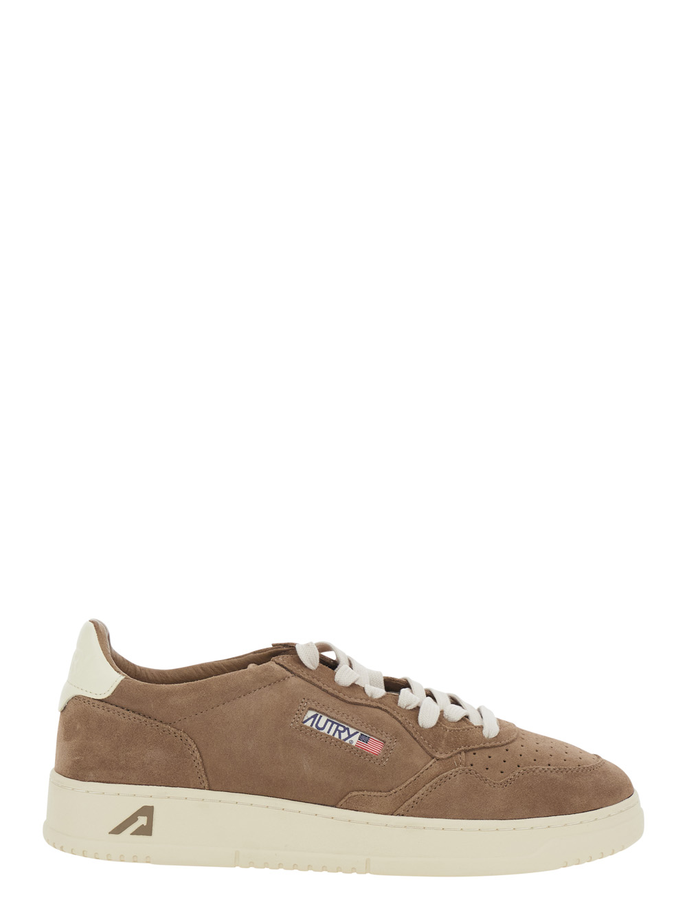 Autry Men's Brown Medalist Low Sneaker With Contrast Pull-Tab In Suede Man Cow