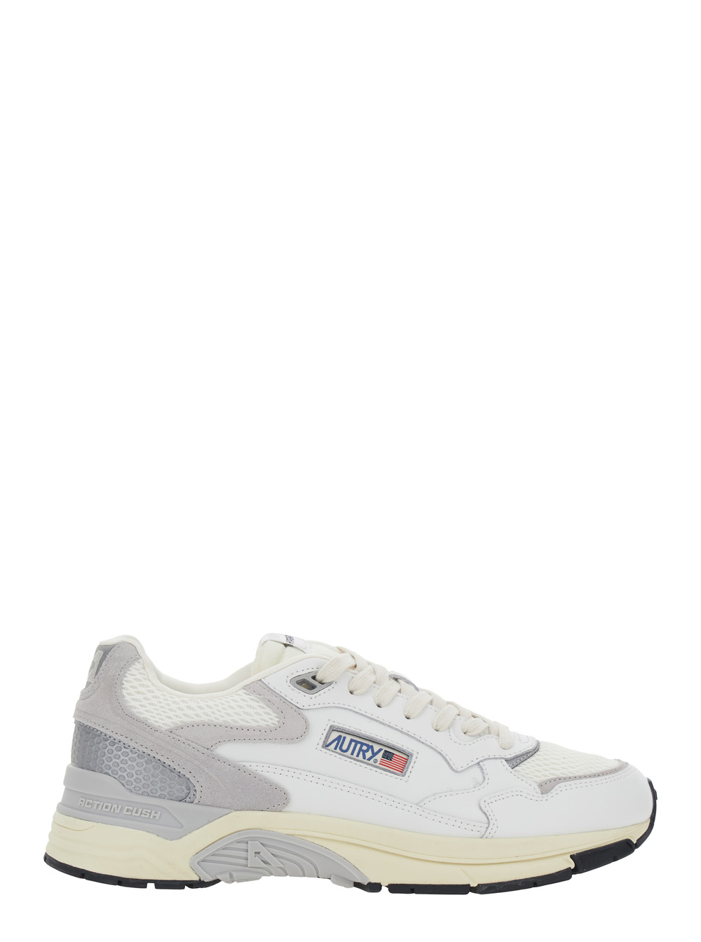 Autry Men's Grey Hyperway Low Top Sneaker With Logo Patch On Side And Tongue In Suede Mesh Cow Nylon Polyurethane