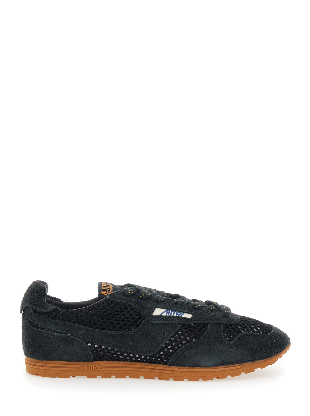 Autry Women's Black Windspin Low Sneaker With Logo On The Side And Pull-Tab Perforated Details In Suede Woman Textile Cow Nylon