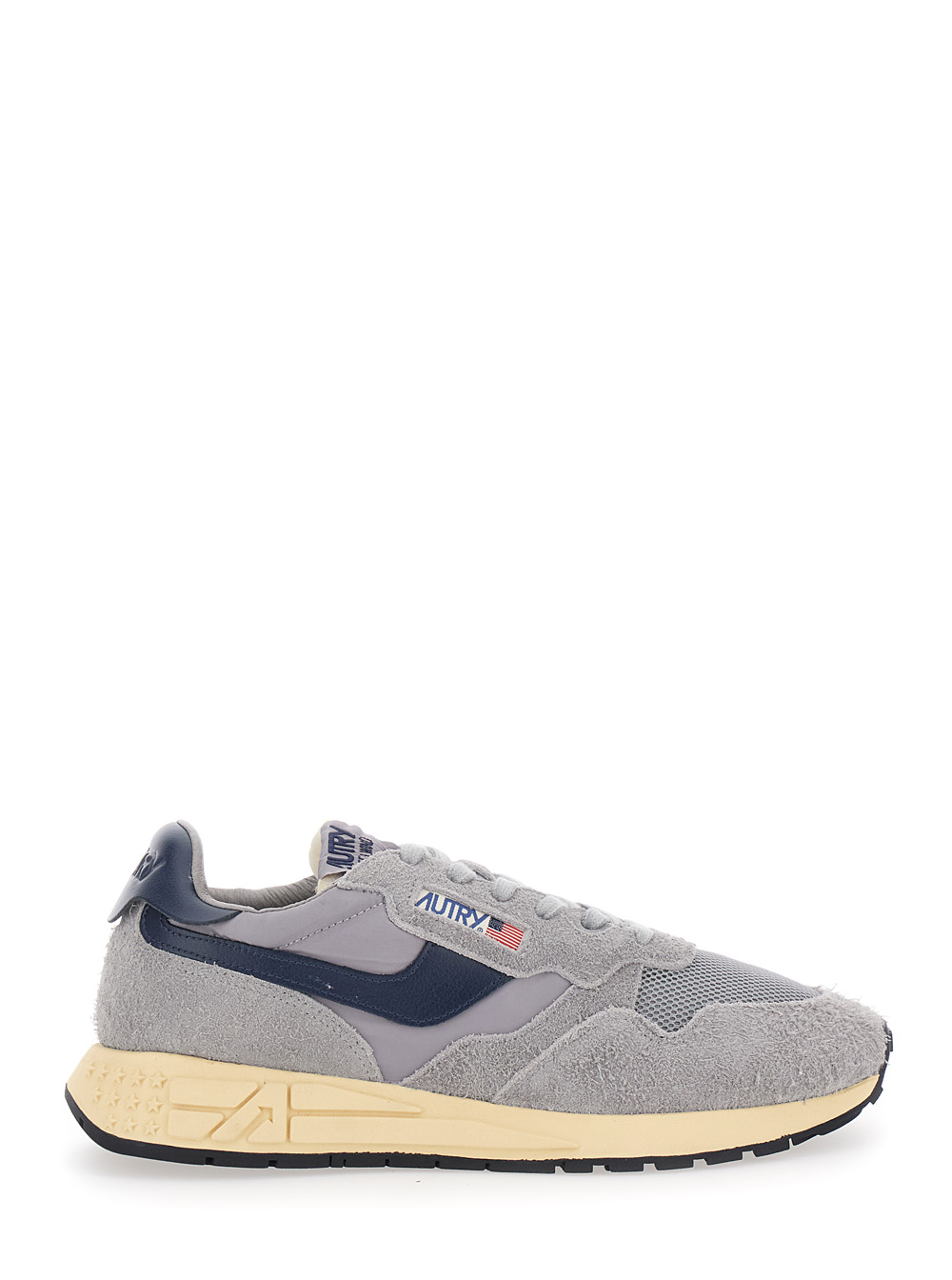 Autry Men's Grey Reelwind Sneaker Low Top With Logo Patch On Tongue And Side In Suede For Nylon Cow Mesh