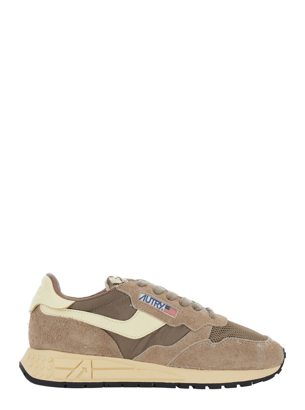 Autry Women's Brown Reelwind Sneaker Low Top With Logo Patch On Tongue And Side In Suede For Nylon Cow Mesh