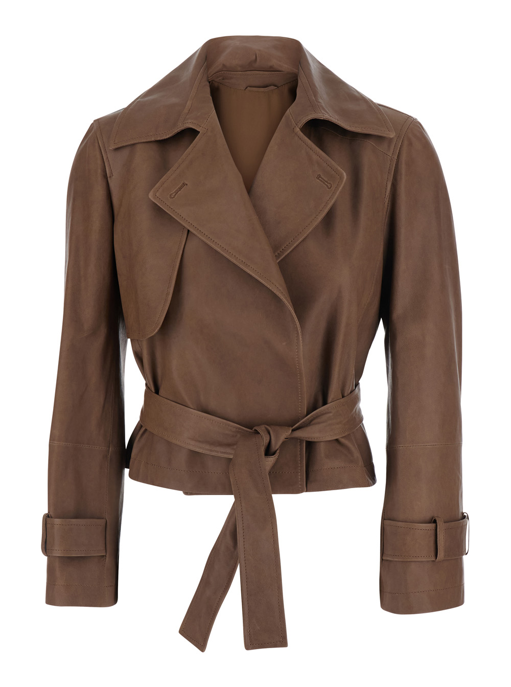 Brunello Cucinelli Giacca Pelle Brown Leather Blazers – Women