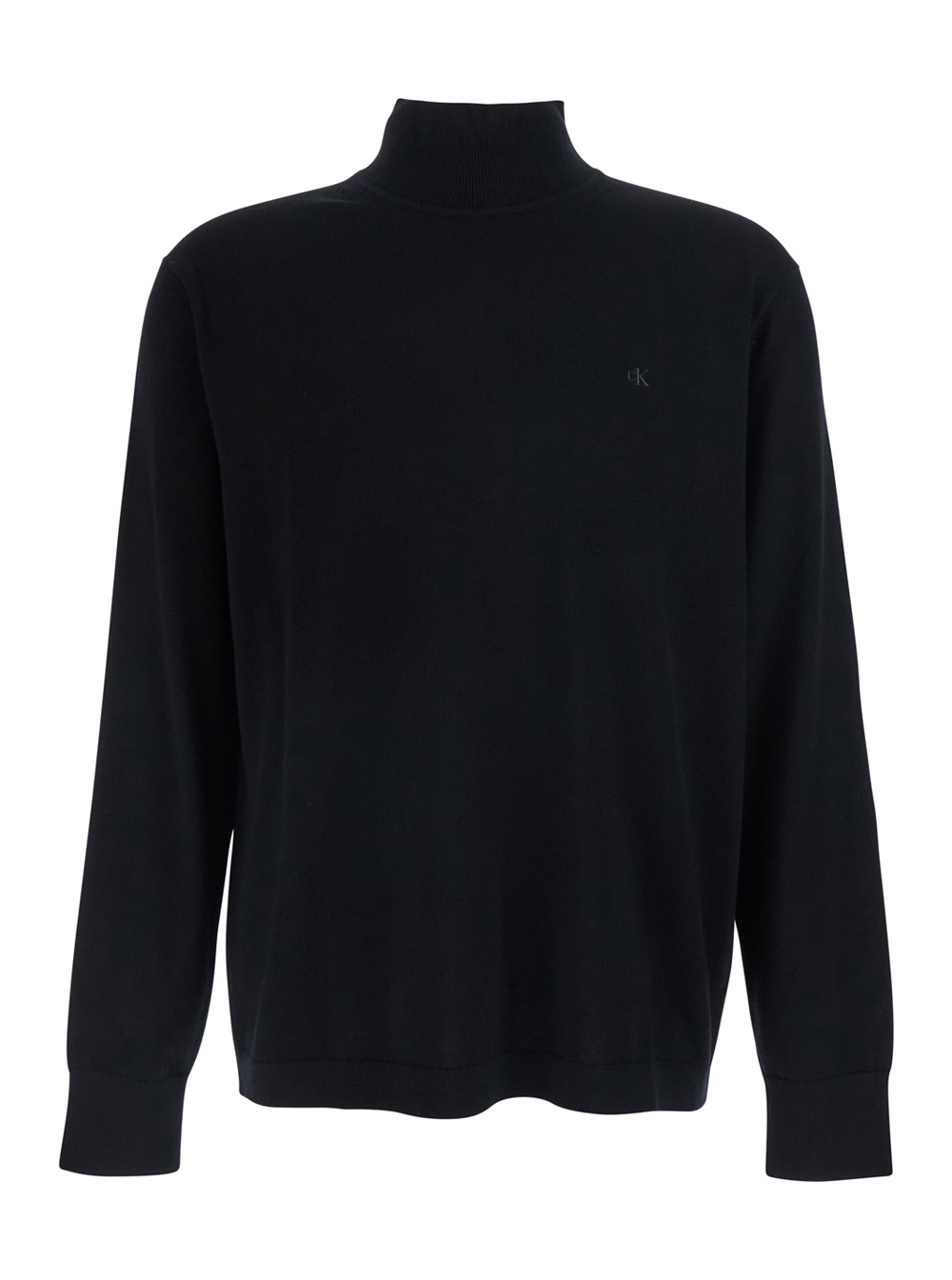 Calvin Klein Men's Black Merinos Sweater With Crew Neck And Long Sleeves For Wo Wool Jersey