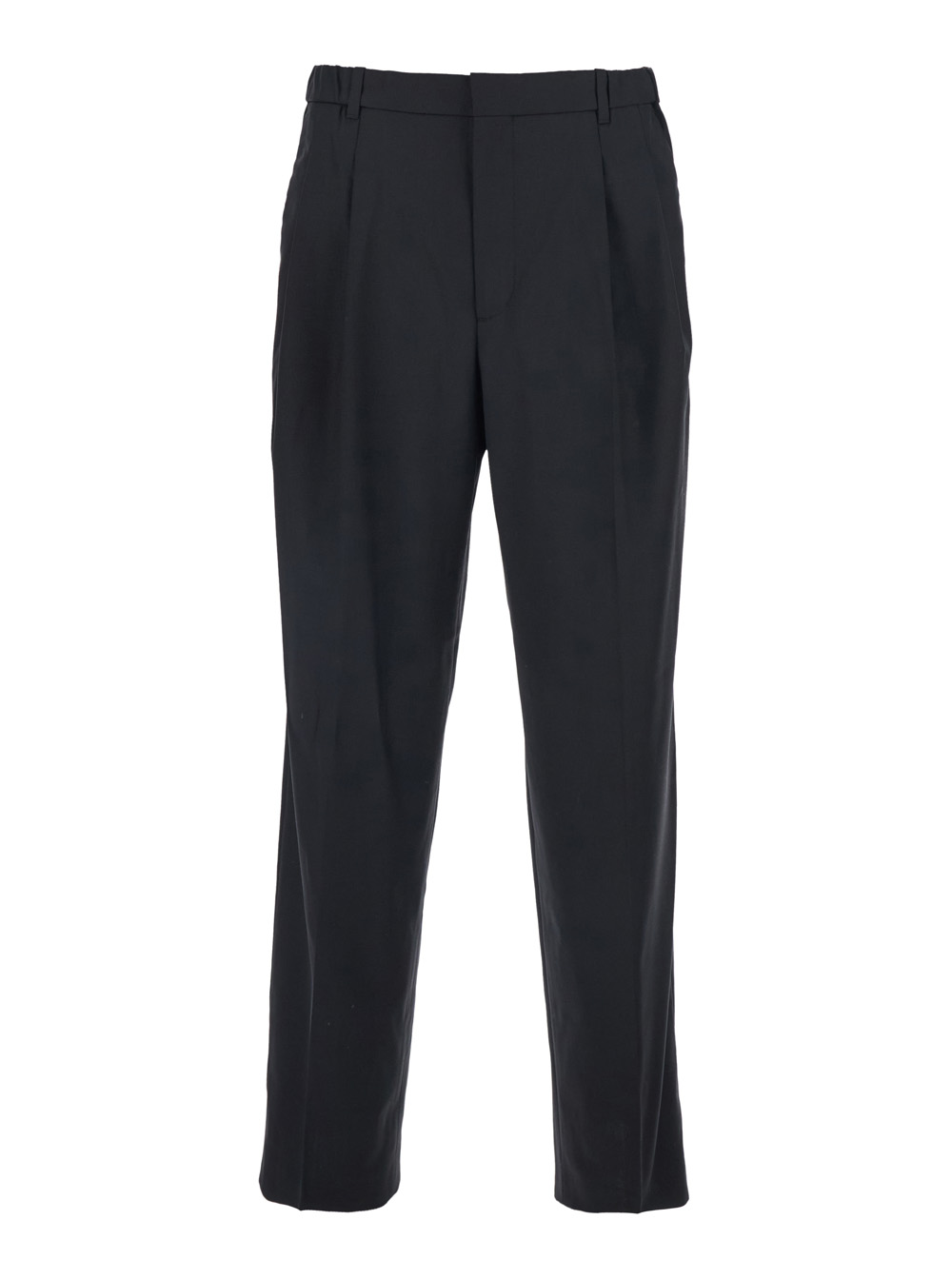 Calvin Klein Men's Black Travel Pants With Wide Leg And Belt Loops In Wool Blend For Recycled Polyester Trousers
