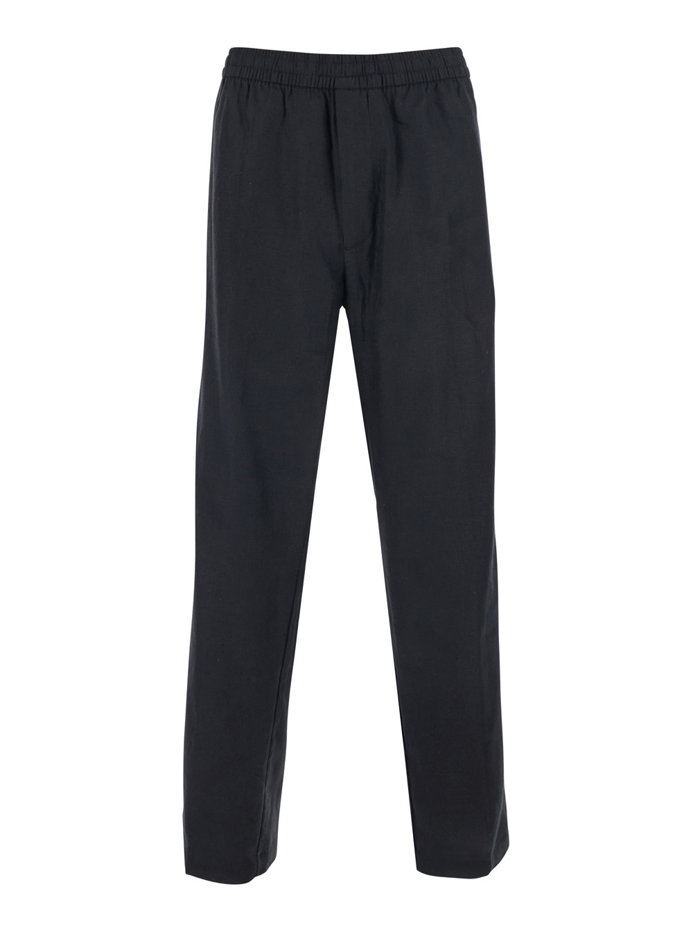 Calvin Klein Men's Black Pants Straight Linen Pull On With Elasticized Waist In And Cotton Trousers