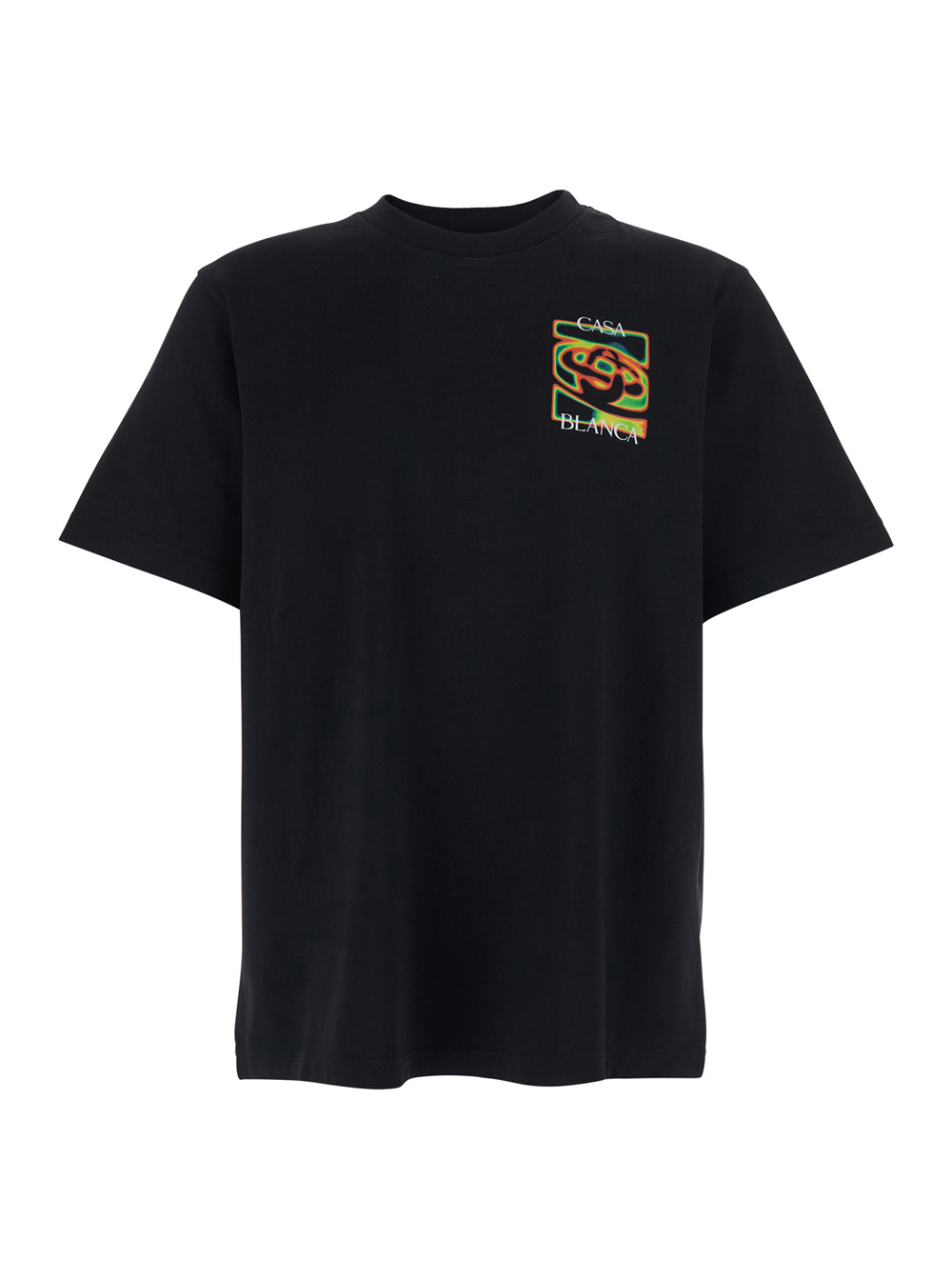 Casablanca Men's Black T-Shirt Msp26 With Logo Detail On The Front And Maxi Print Back In Cotton Organic Tshirts Polo Shirts