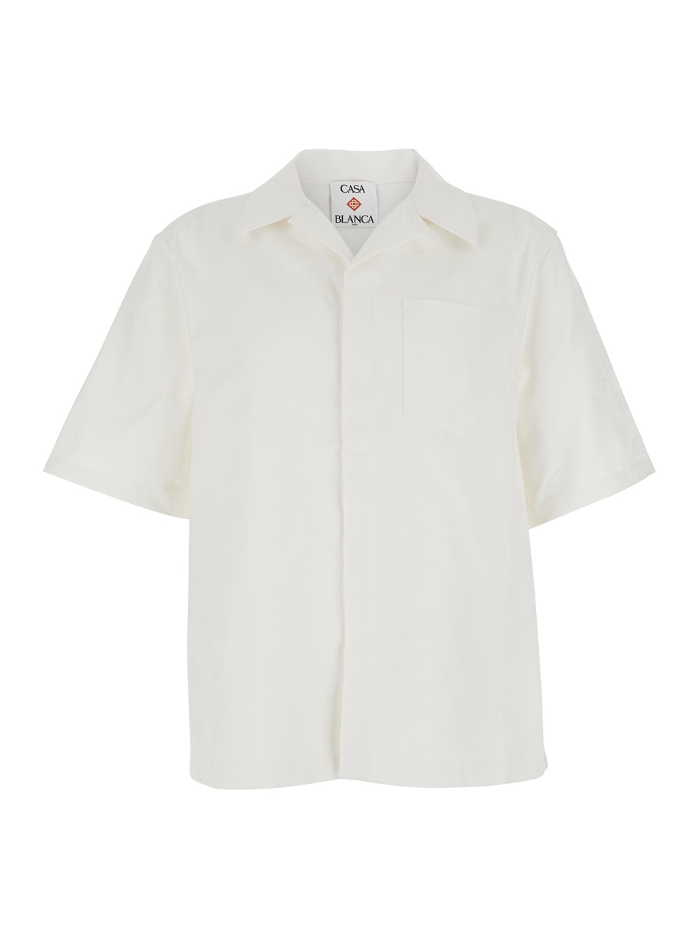 Casablanca Men's White Cotton Bowling Shirt With Cuban Collar For And Blouses