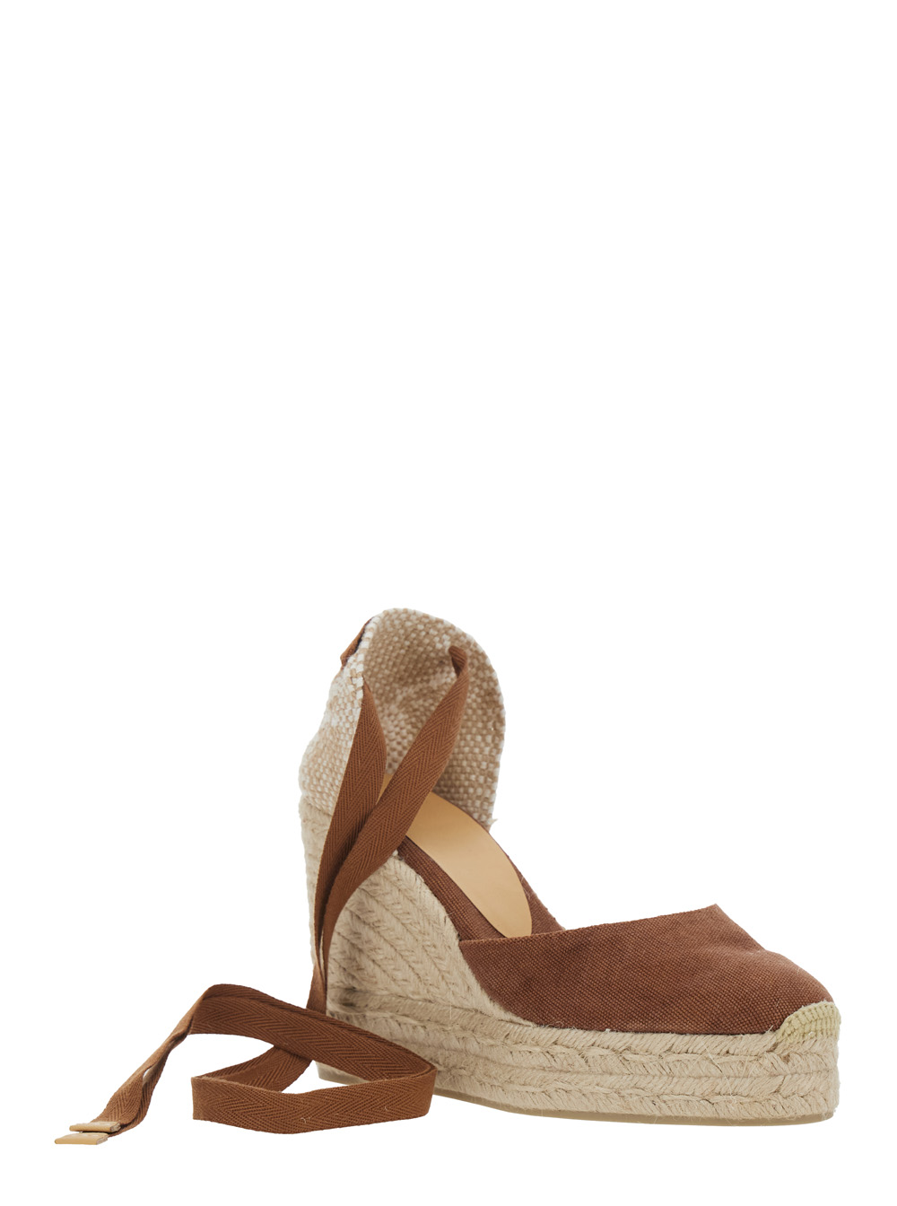 Castañer Women's Brown Carina Wedges With Ankle Strap And High Wedge Heel In Fabric For Textile Materials