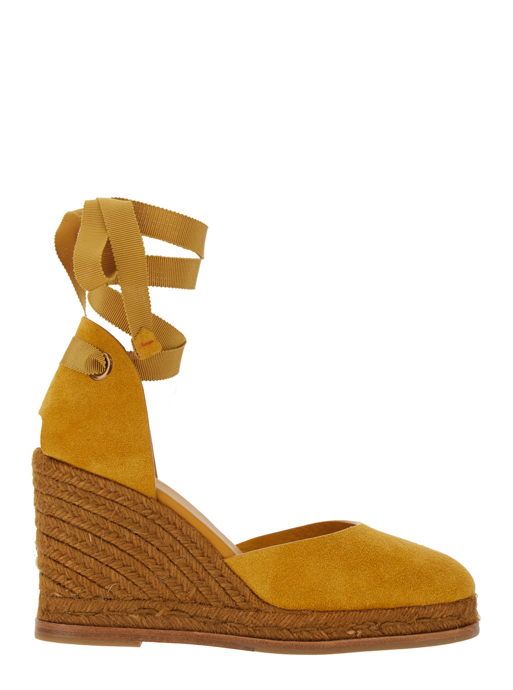 Castañer Women's Yellow Camilla Wedges With Ankle Strap In Suede For Leather
