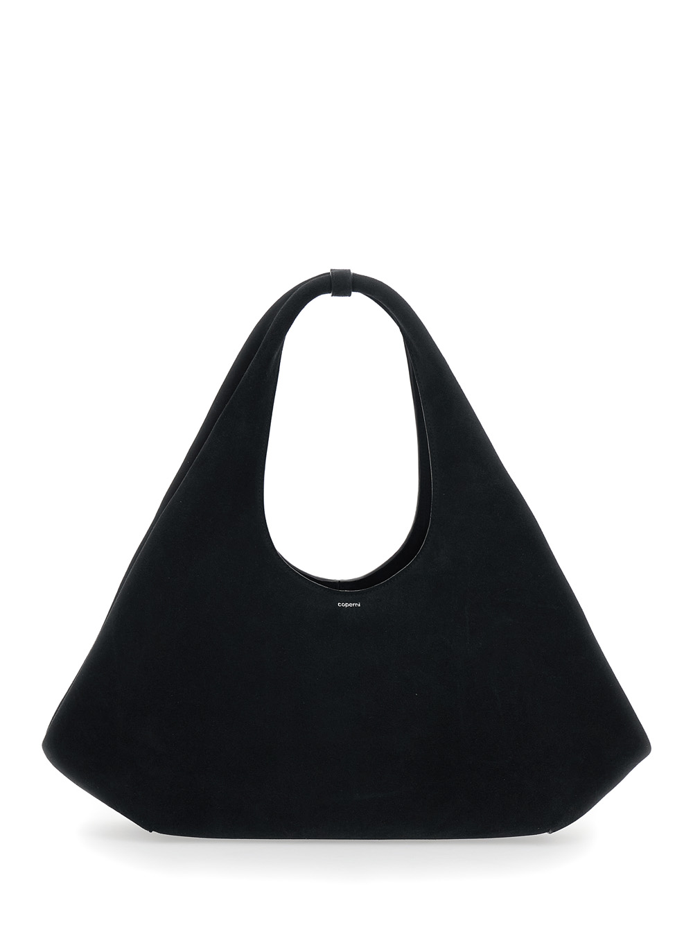 Coperni Folded Black Shoulder Bag With Top Handle And Logo Lettering On The Front Suede Woman – Women