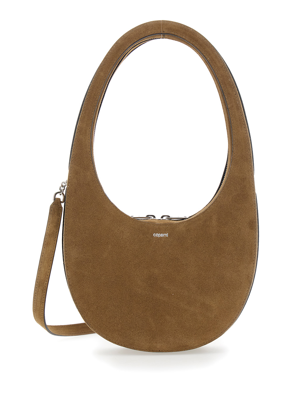 Coperni Women's Brown Swipe Shoulder Bag With Embossed Logo And Adjustable Removable Suede Strap For Cow Leather Crossbody